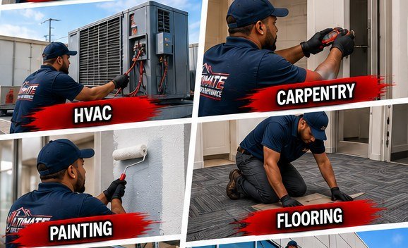 Illustrative photos of commercial maintenance tasks